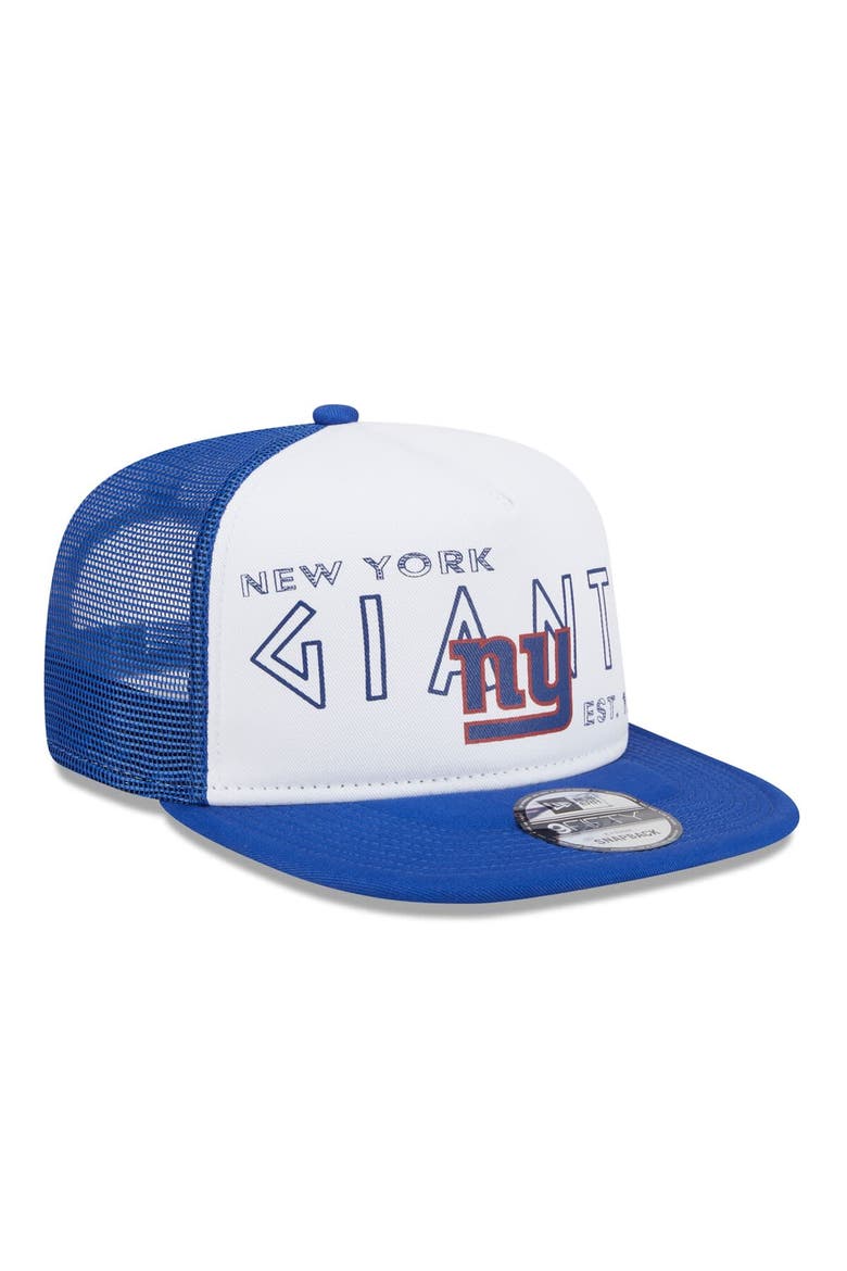 Men's New Era White/Royal New York Giants Banger 9FIFTY Trucker Snapback Hat, Alternate, color, White