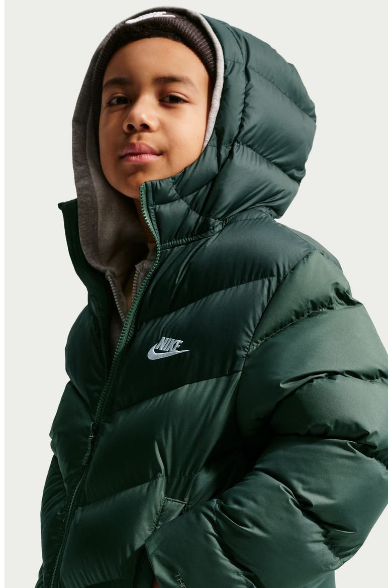 Kids' Sportswear Therma-FIT Water Repellent Loose Fit Puffer Jacket, Alternate, color, CAMO GREEN/ BLACK SPRUCE