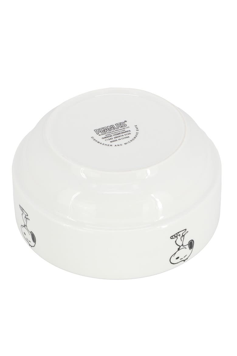 Sunday Strips 2 Piece 6 Inch Round Fine Ceramic Bowl Set, Alternate, color, White