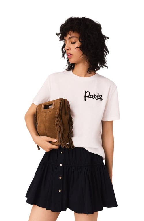 Maje Womens White Paris-embroidered Regular-fit Cotton-jersey T-shirt In White