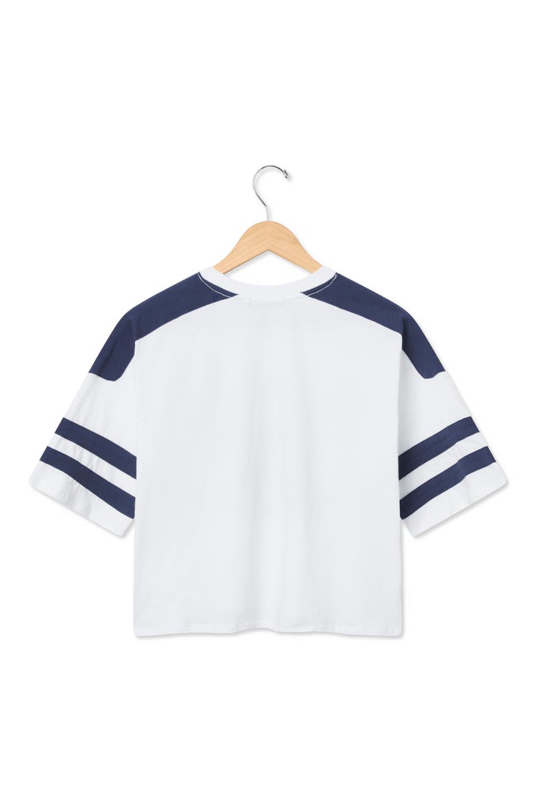Dallas Cowboys Striped Graphic Crop T-shirt, Alternate, color, VNTG WHT/ NAVY