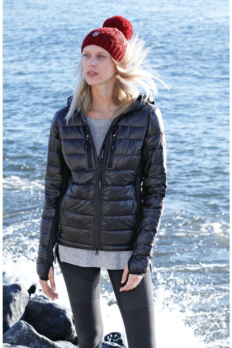 Hybridge Lite Hooded Packable Down Jacket, Alternate, color, BLACK