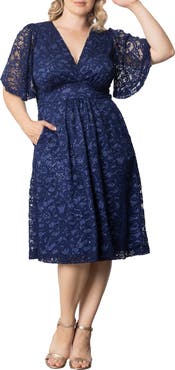 Kiyonna Starry Sequin Lace Fit & Flare Cocktail Dress