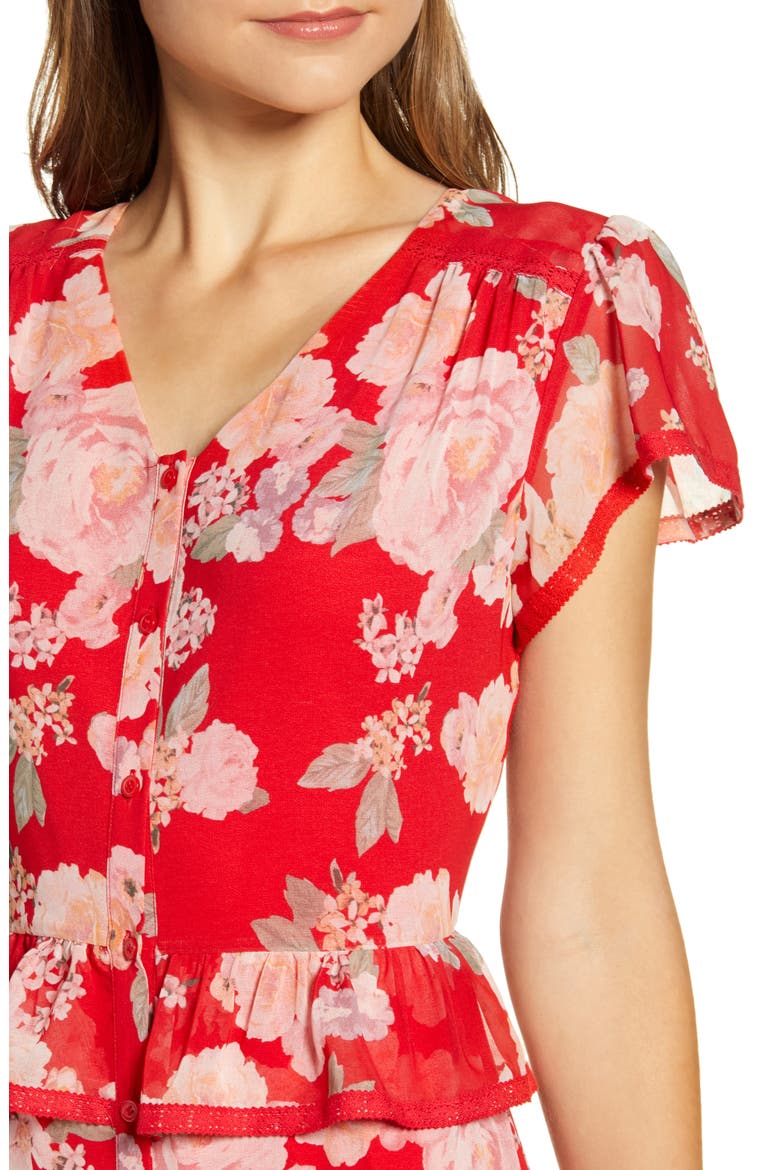 Floral Ruffle Shirtdress, Alternate, color, RED CHINOISE RIVIERA FLORAL