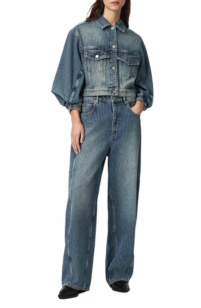 AllSaints Carter Stripe Barrel Leg Jeans, Alternate, color, 