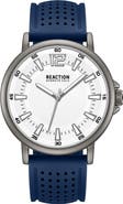 Kenneth Cole Reaction Perforated Silicone Strap Watch, 44mm