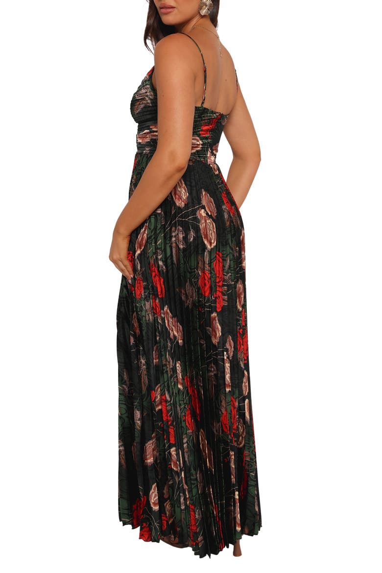 Naira Floral Pleated Maxi Dress, Alternate, color, GREEN FLORAL