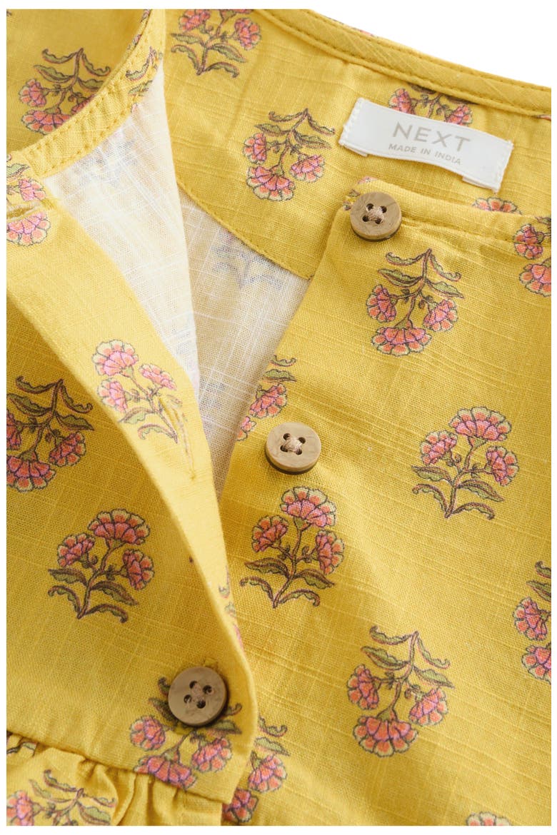 Kids' Floral Print Button Cotton Sundress, Alternate, color, YELLOW