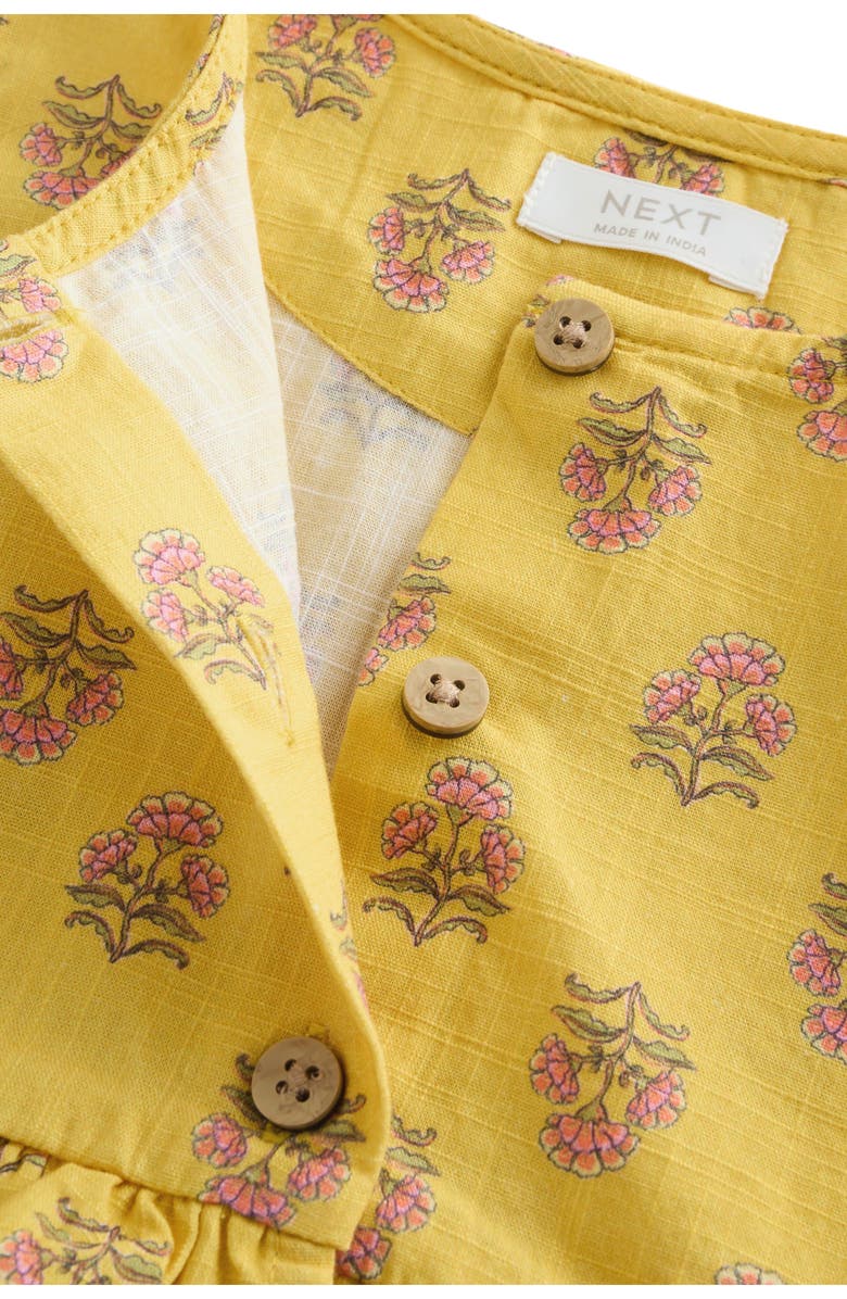 NEXT Kids' Floral Print Button Cotton Sundress, Alternate, color, Yellow