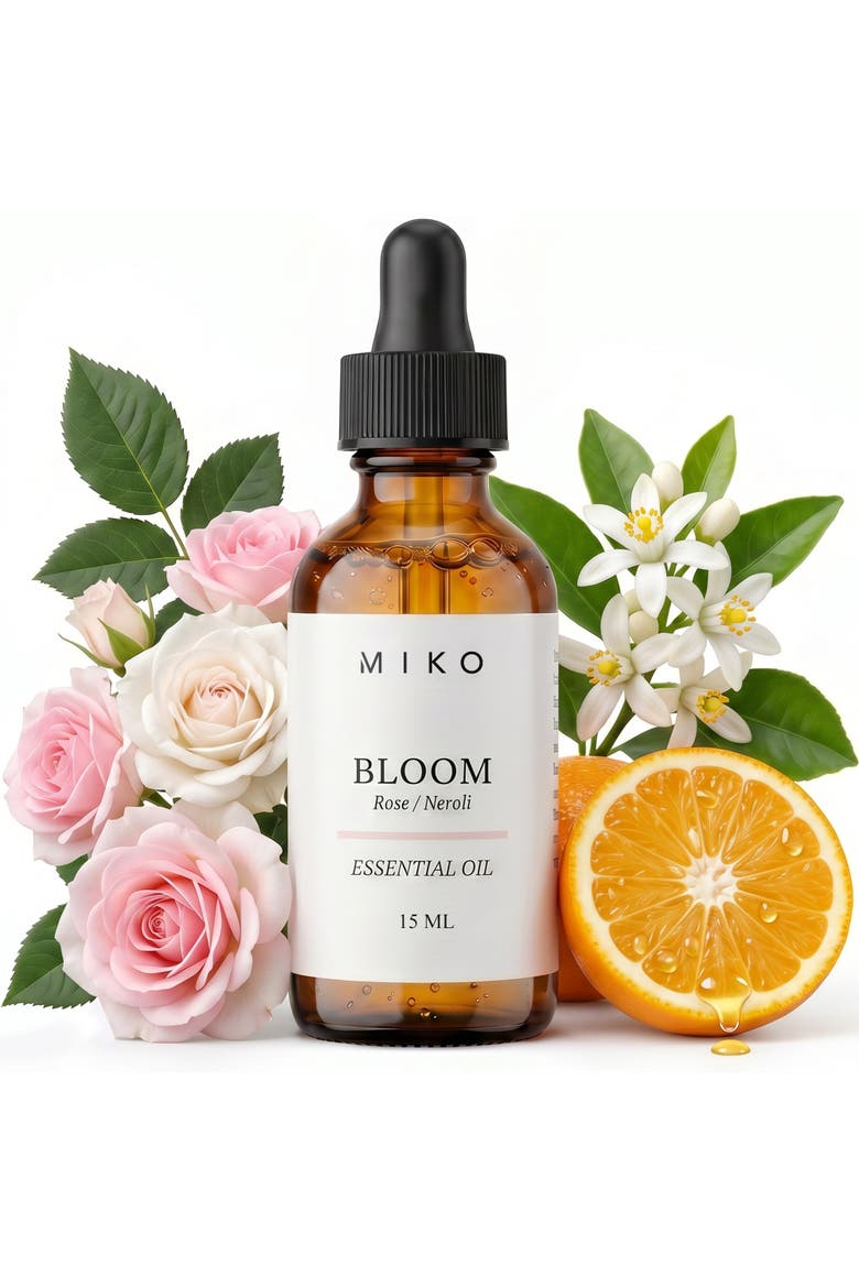 Bloom Essential Oil with Rose & Neroli 100% Organic 15ml, Main, color, Clear
