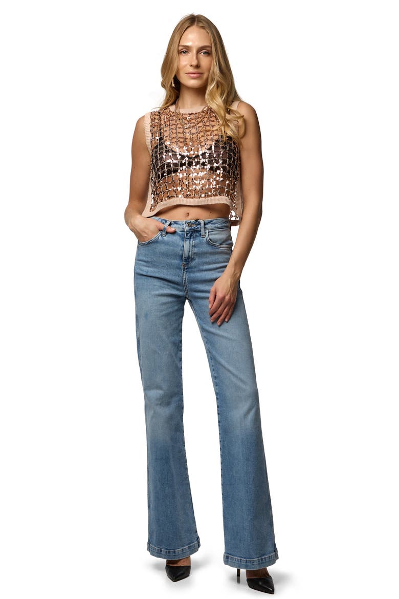 Embellished Cropped Openwork Sweater Vest, Alternate, color, BLUSH