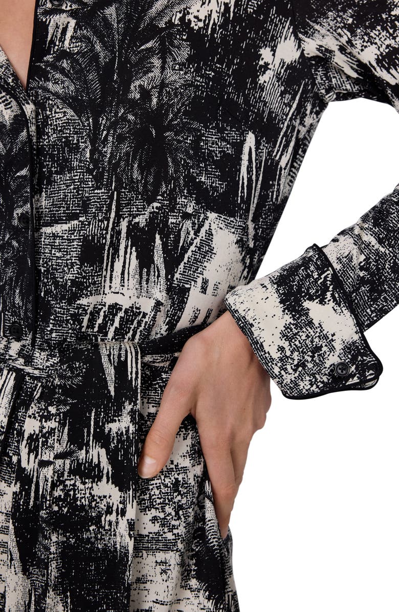 Diane von Furstenberg Diane Toile Print Long Sleeve Jersey Shirtdress, Alternate, color, Paysage Black