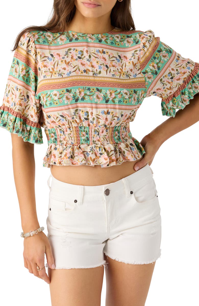 O'Neill Harlow Tie Front Crop Top, Alternate, color, Tapioca