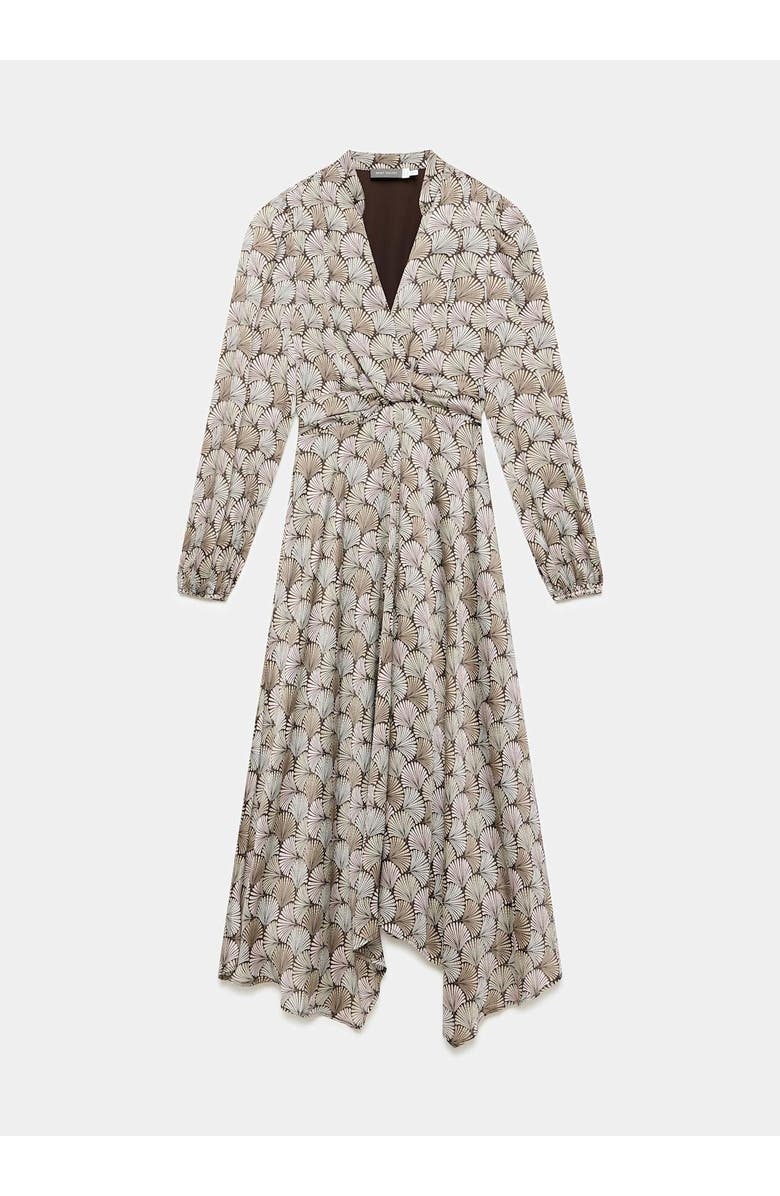 MINT VELVET Geo Long Sleeve Print Midi Dress, Alternate, color, Neutral