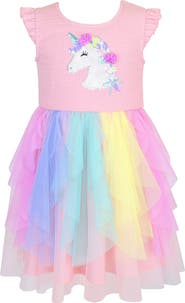 Zunie Kids' Unicorn Sequin Tulle Dress