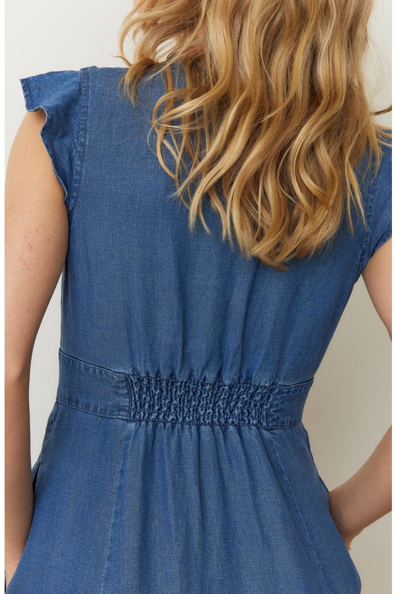 Camila Button Front Midi Dress, Alternate, color, MEDIUM WASH