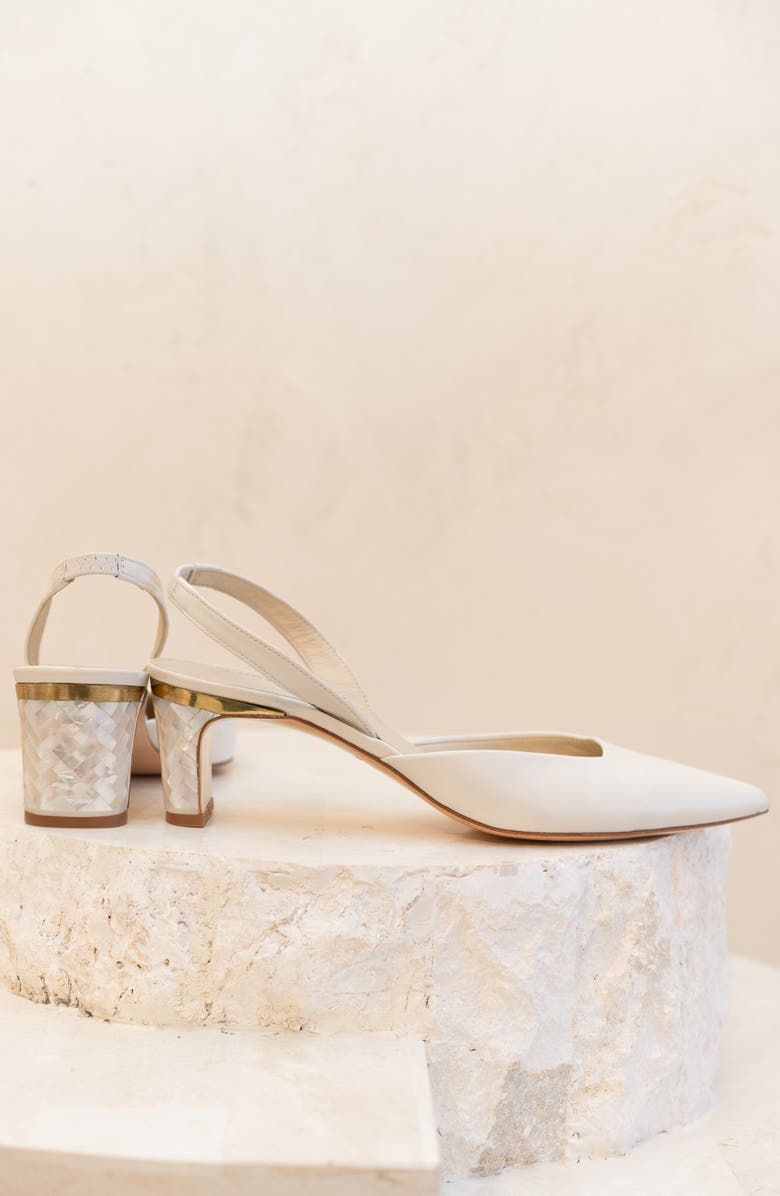 Freya Rose Delphine Pointed Toe Pearl Heel Pump, Alternate, color, Ivory