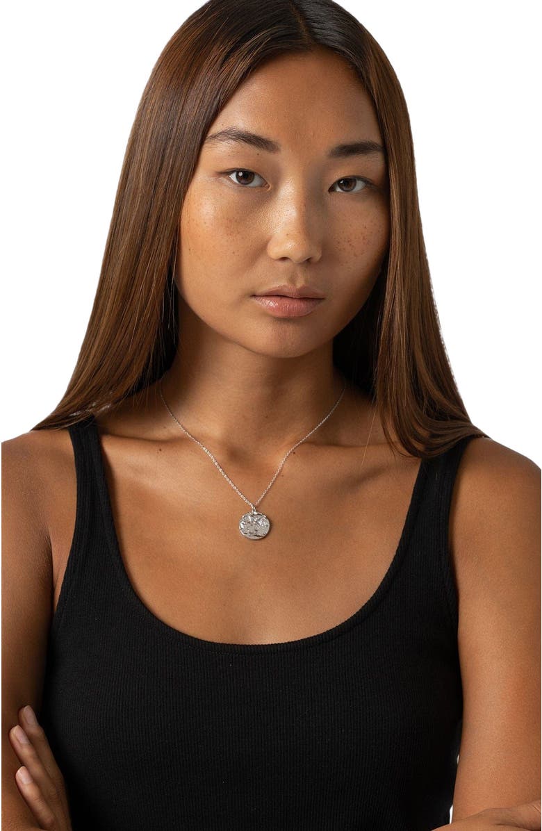 Saint + Sofia Molten Disc Charm Necklace, Alternate, color, Silver