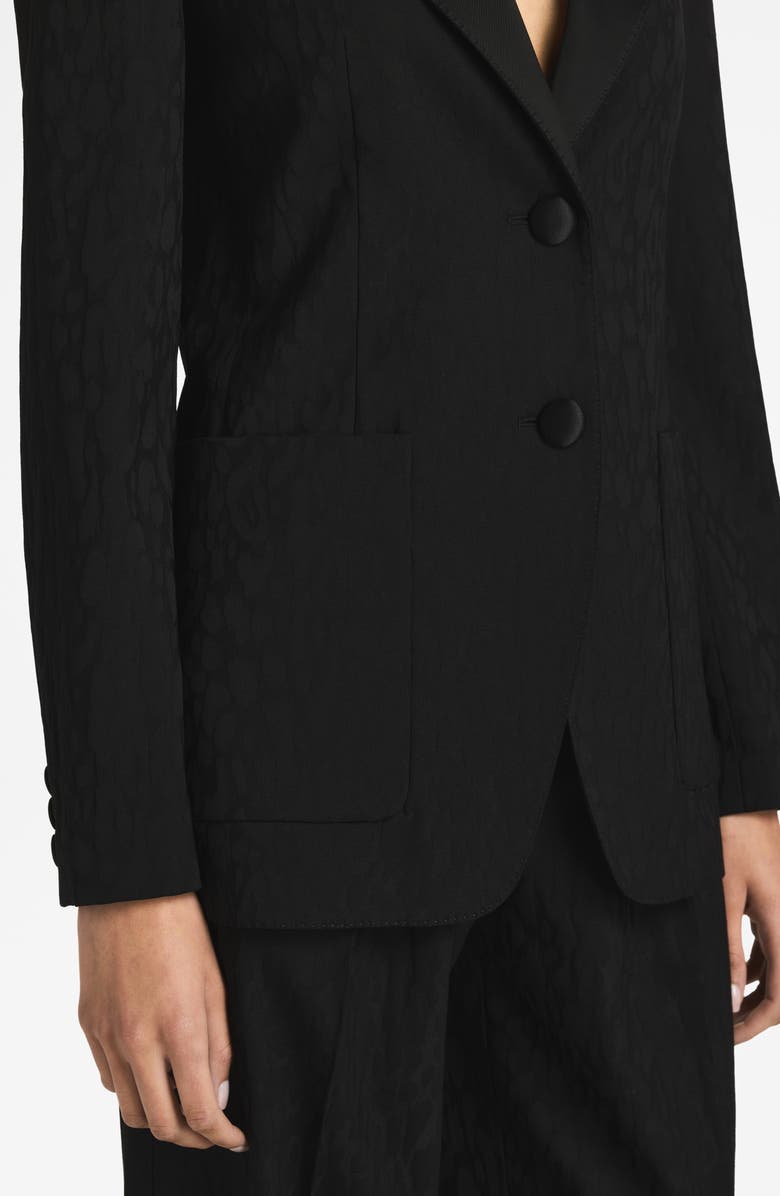 St. John Evening Leopard Print Pleated Wool Jacquard Pants, Alternate, color, 