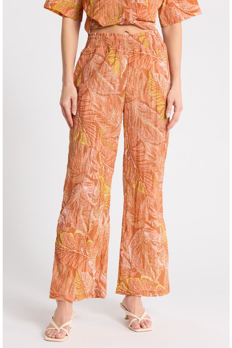 Smocked Wide Leg Pants, Main, color, SUNSET