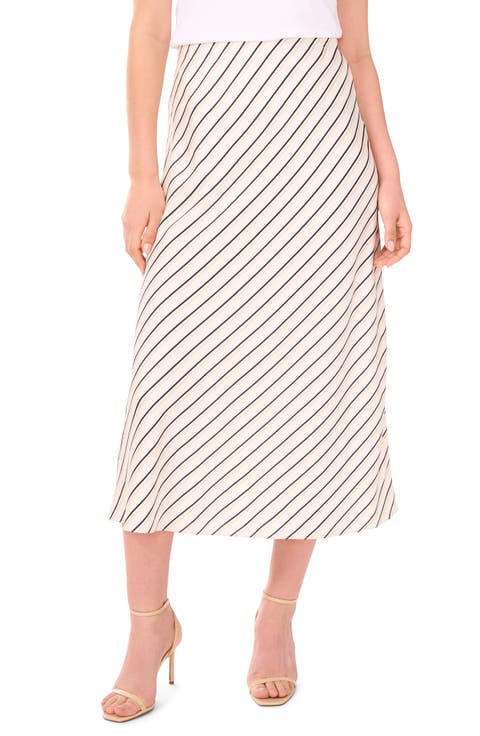 Stripe Bias Cut Midi Skirt