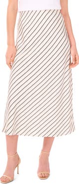 Vince Camuto Stripe Bias Cut Midi Skirt