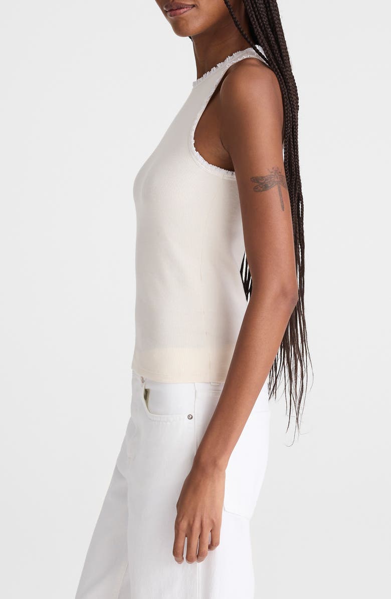Madewell Lace Trim Rib Tank, Alternate, color, Vintage Ivory