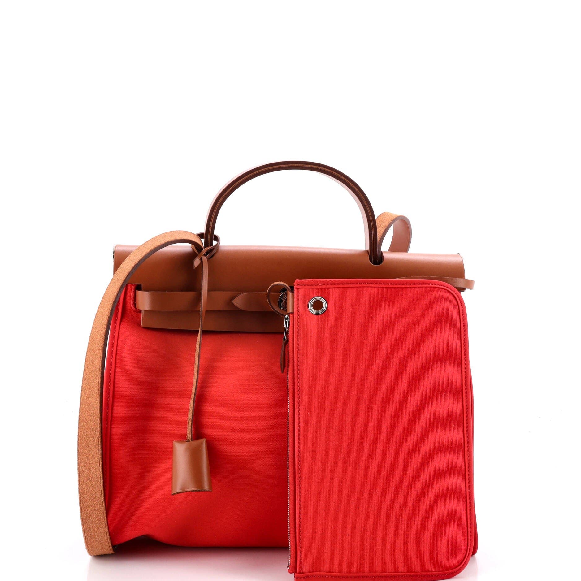 Herbag Zip Leather and Toile 31, Alternate, color, Red