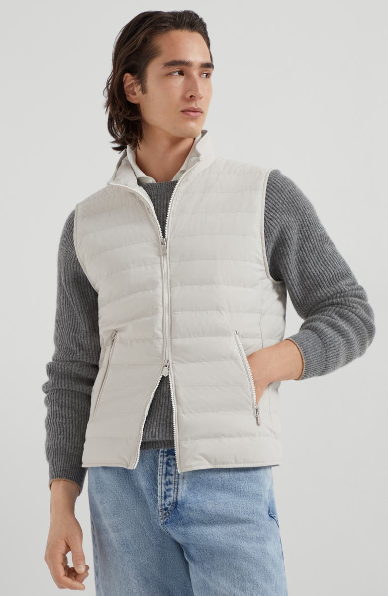 Brunello Cucinelli Lightweight down vest, Alternate, color, Ivory