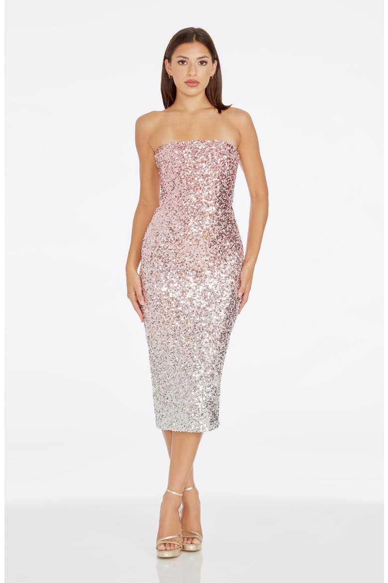 Viviana Sequin Strapless Cocktail Dress, Alternate, color, BLUSH MULTI