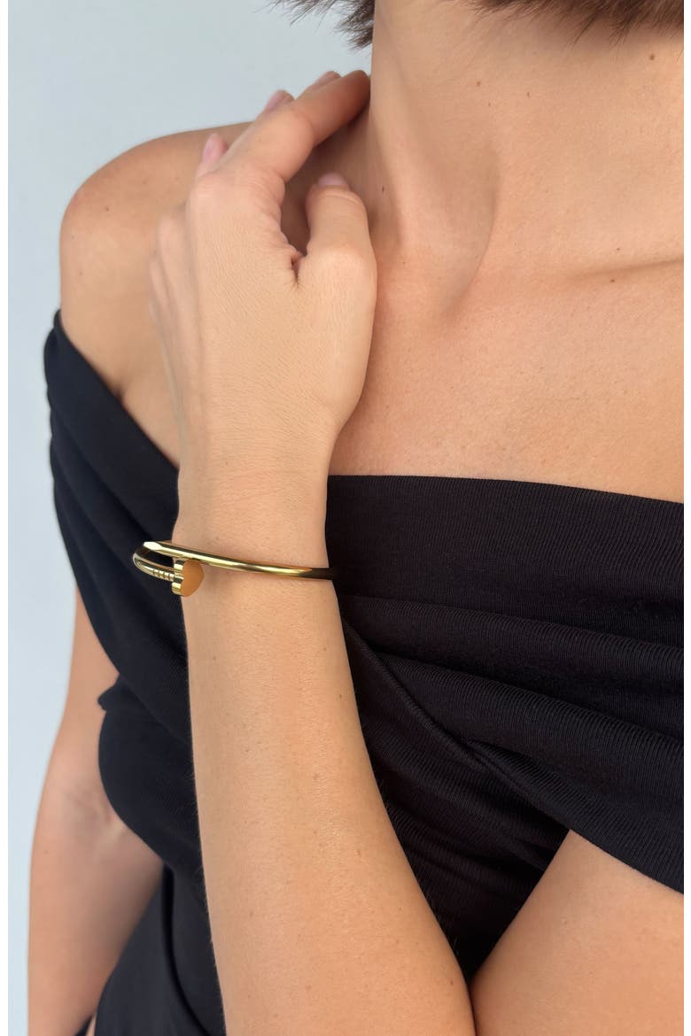 18k Gold Plated Nail Cuff Bracelet, Alternate, color, GOLD