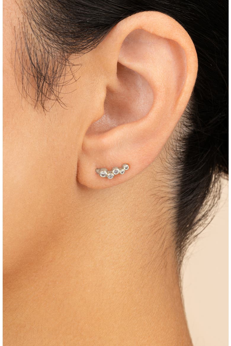 Talia Bezel Cubic Zirconia Ear Crawlers, Alternate, color, SILVER