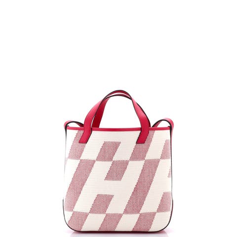 Cabas H en Biais Tote Canvas with Leather 27