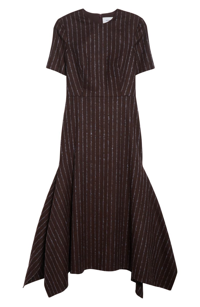 Erdem Pinstripe Short Sleeve Wool & Mohair Blend Midi Dress, Alternate, color, Dark Plum