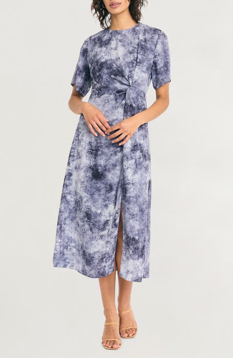Short Sleeve Twisted Midi Dress