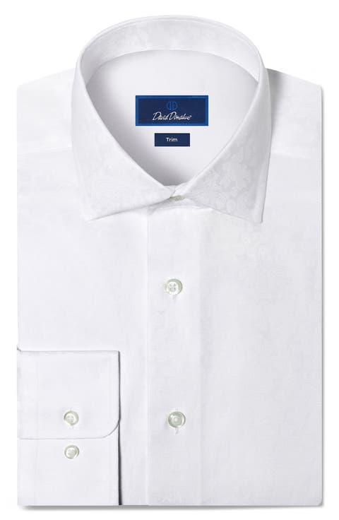 Trim Fit Paisley Cotton Jacquard Dress Shirt
