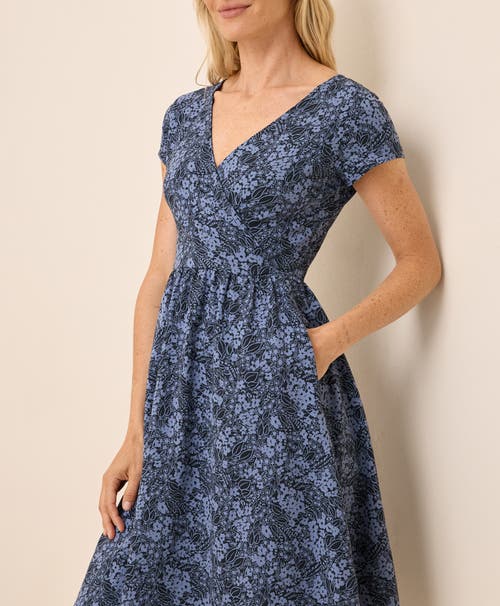 Pact Fit & Flare Crossover Dress In Blue