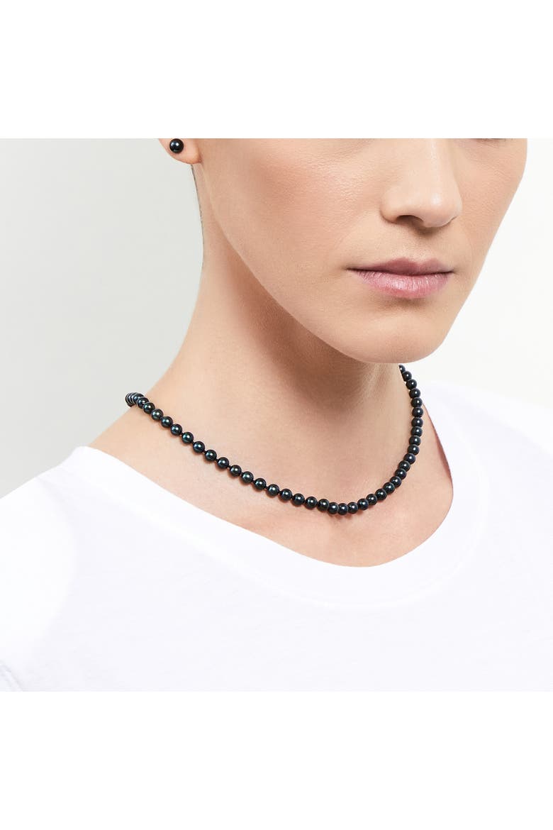5.0-5.5mm Japanese Akoya Black Pearl Necklace - AA+ Quality, Alternate, color, Black Pearls