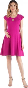 24seven Comfort Apparel Maternity Dress with Keyhole Neck