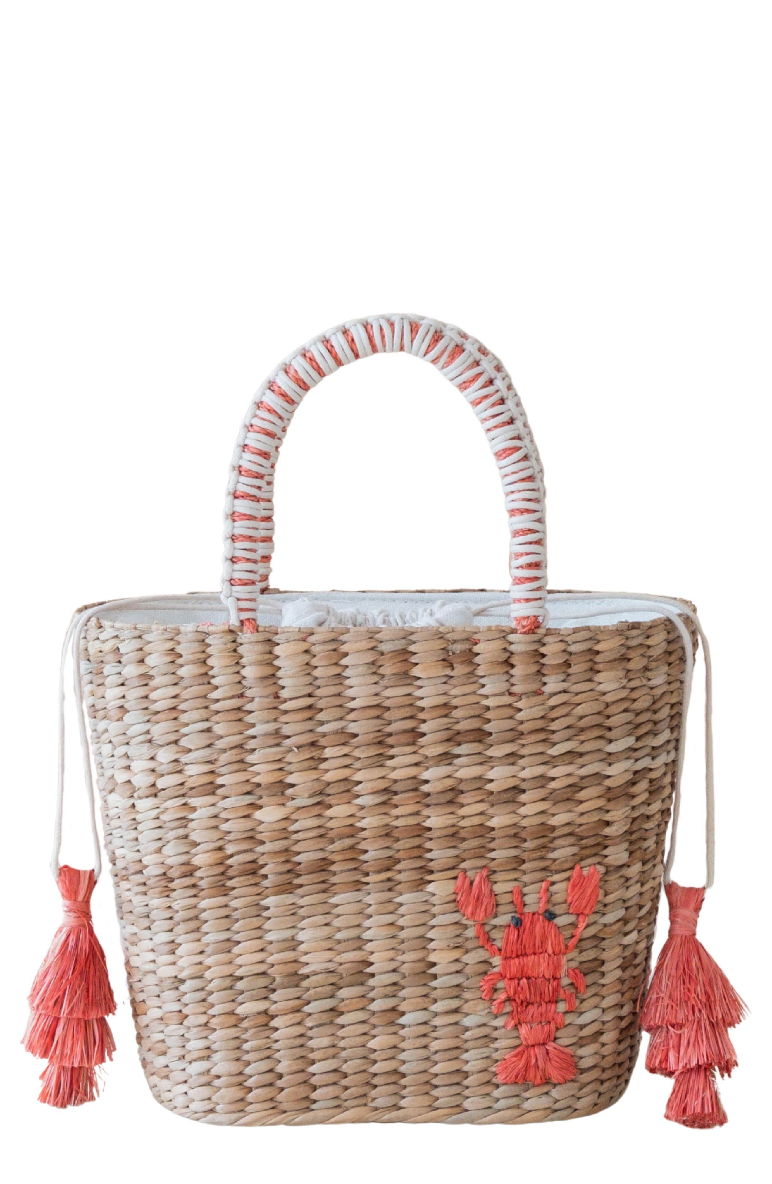 LIKHA Lobster Embroidered Tote Bag, Main, color, 