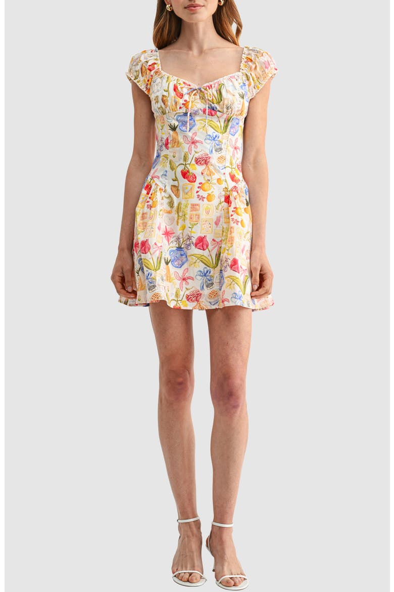 Sweetheart Fit and Flare Minidress, Main, color, CONVERSATIONAL PRINT