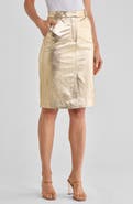 Veronica Beard Maxine Metallic Leather Midi Skirt