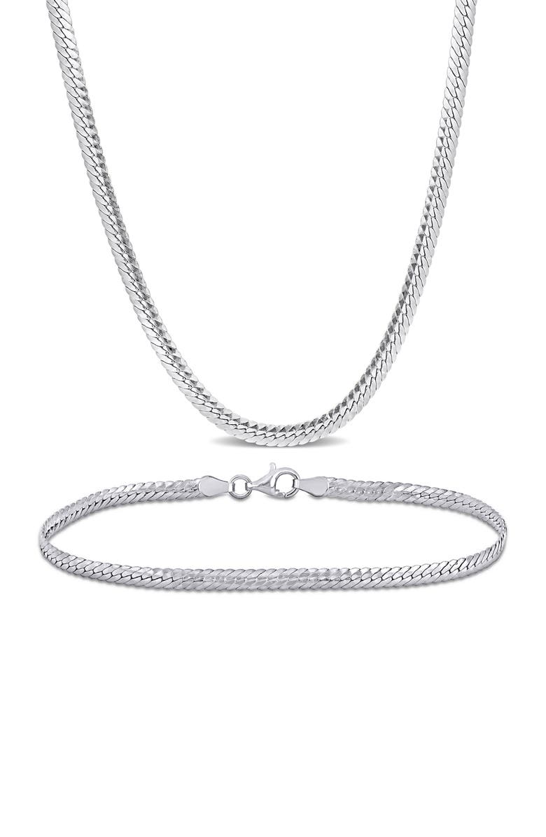 DELMAR Herringbone Chain Bracelet & Necklace Set, 2mm, Main, color,