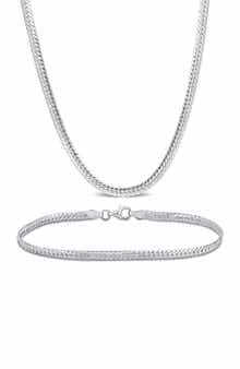 Herringbone Chain Bracelet & Necklace Set, 2mm