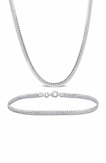 Herringbone Chain Bracelet & Necklace Set, 2mm