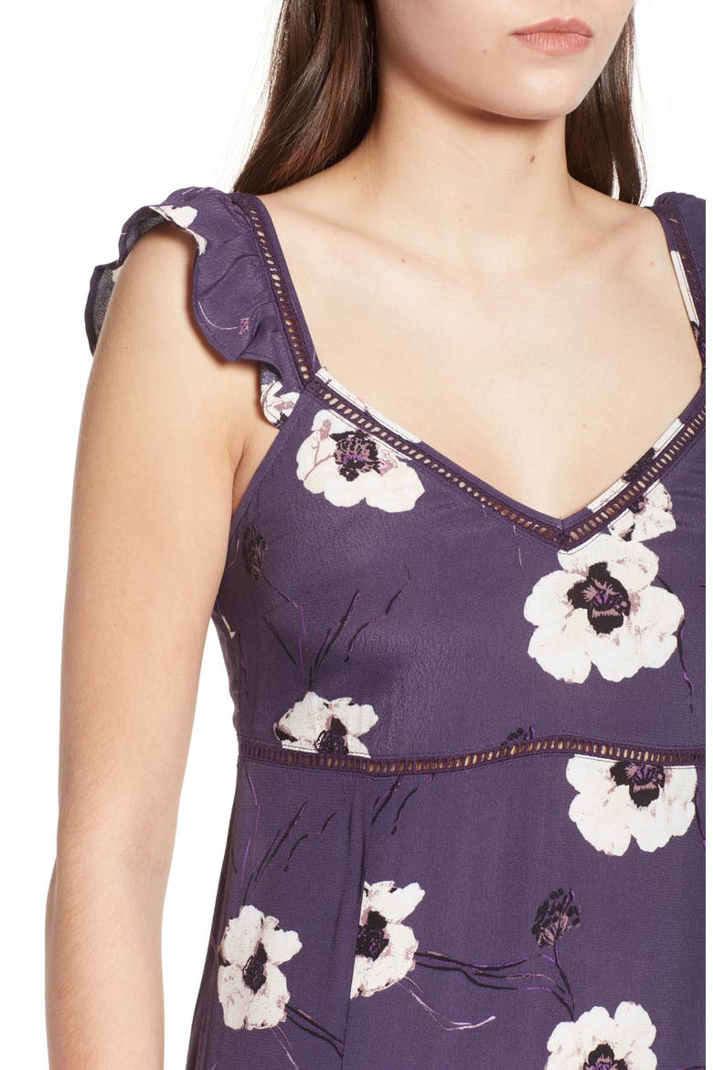 Ruffle Maxi Dress, Alternate, color, PURPLE NIGHT PAINTERLY FLORAL