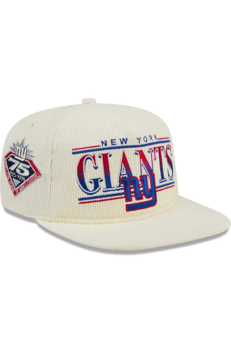 New Era Men's New Era Cream New York Giants Throwback Corduroy Golfer Snapback Hat, Main, color, 