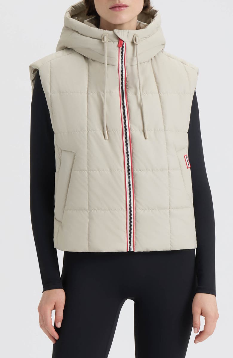 Hunter Lindsey Quilted Coated Water Repellent Vest, Main, color, Vanilla