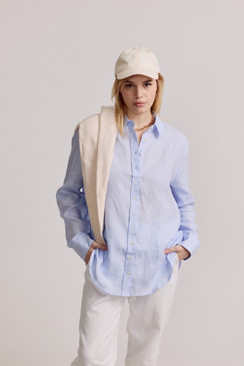 The Washed Linen Shirt, Alternate, color, Light Blue