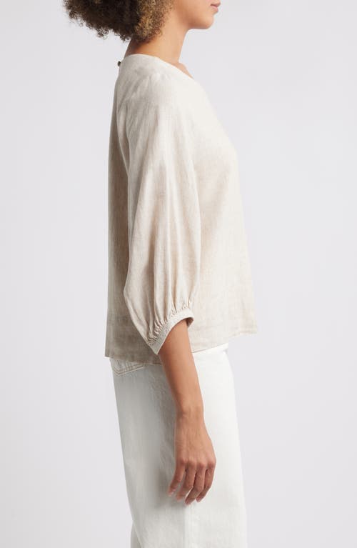 Caslonr Caslon(r) Balloon Sleeve Linen Blend Top In Flax